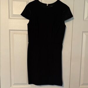Cynthia Steffe Black Mini Dress with Embellished Sleeves